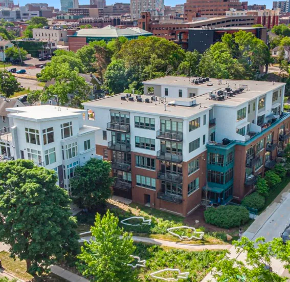 Aerial view of an Ann Arbor neighborhood