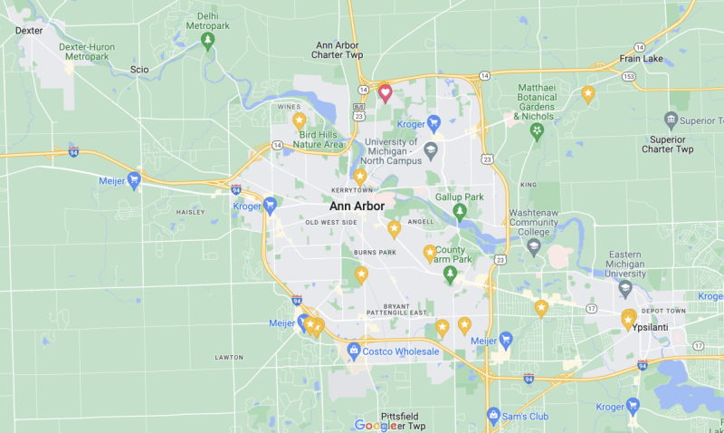 Map of the Ann Arbor Michigan Area