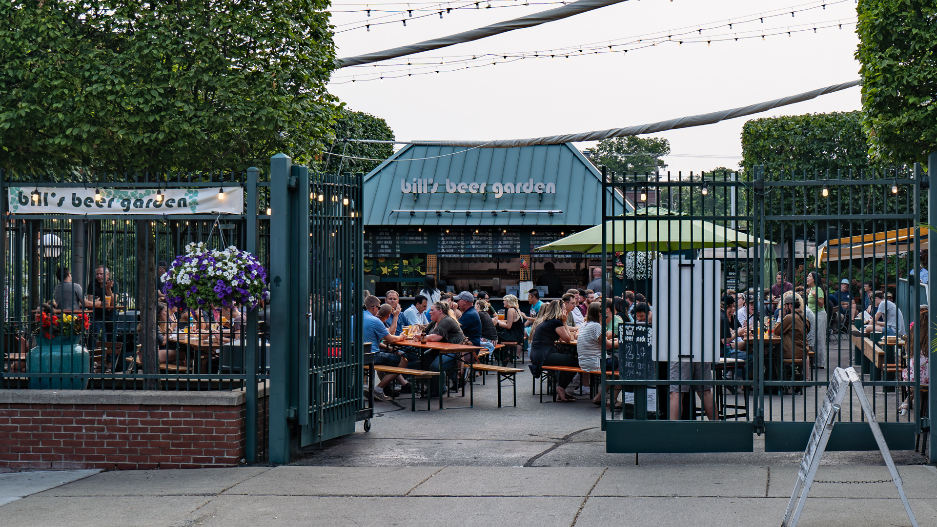 A busy evening at Bills Beer Garden.