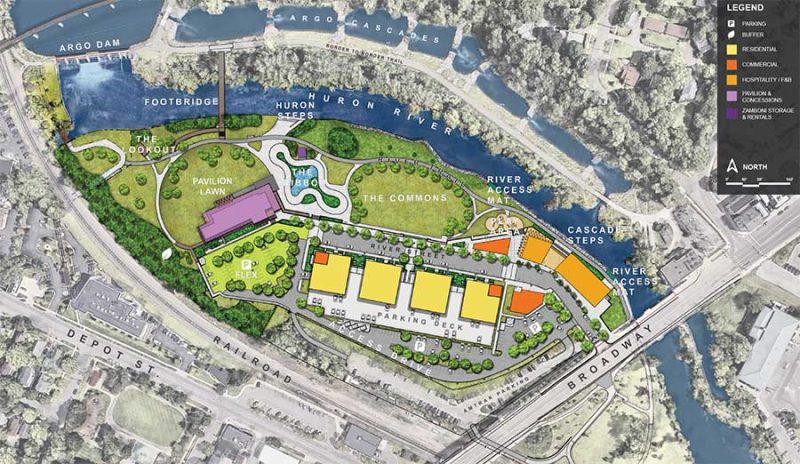 An illustrated map of the project provided by The Lower Town Riverfront Conservancy 