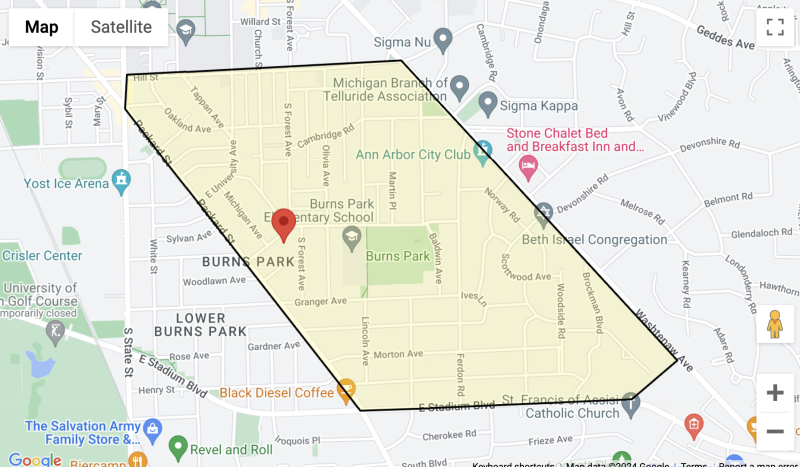 Burns Park neighborhood in Ann Arbor. Click to view listings.